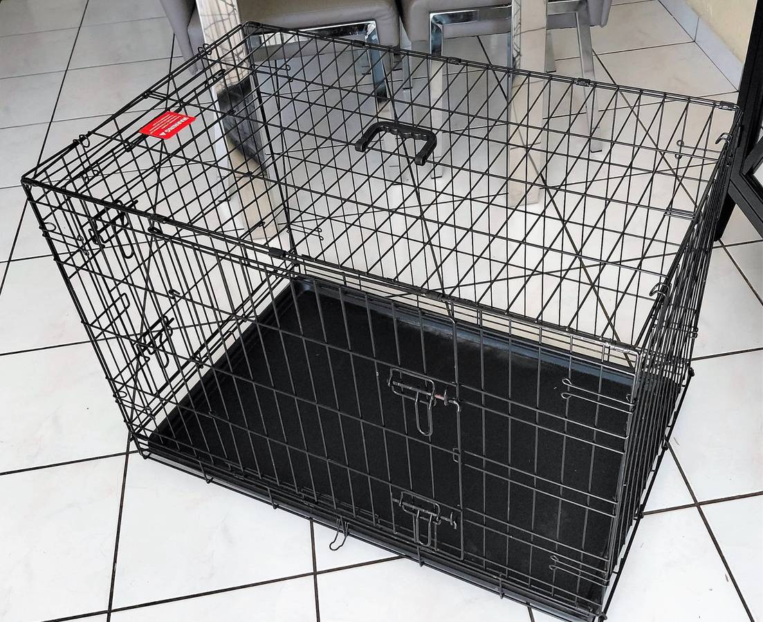 Double Door Folding Wire Dog Crate -