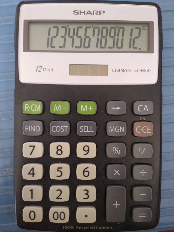 Calculadora de escritorio Sharp EL-R287 con pantalla LCD de 12 dígitos