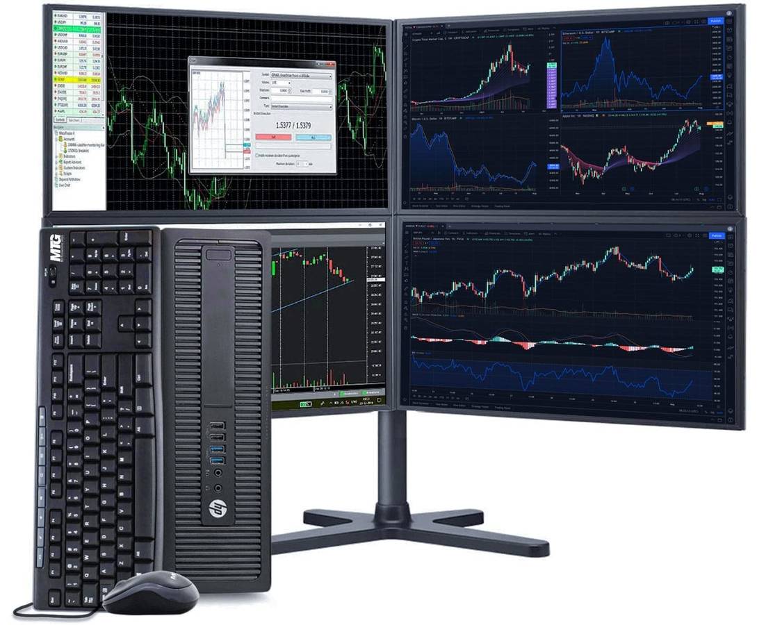 4 MONITORES, SOPORTE y PC - computadora de pantallas múltiples