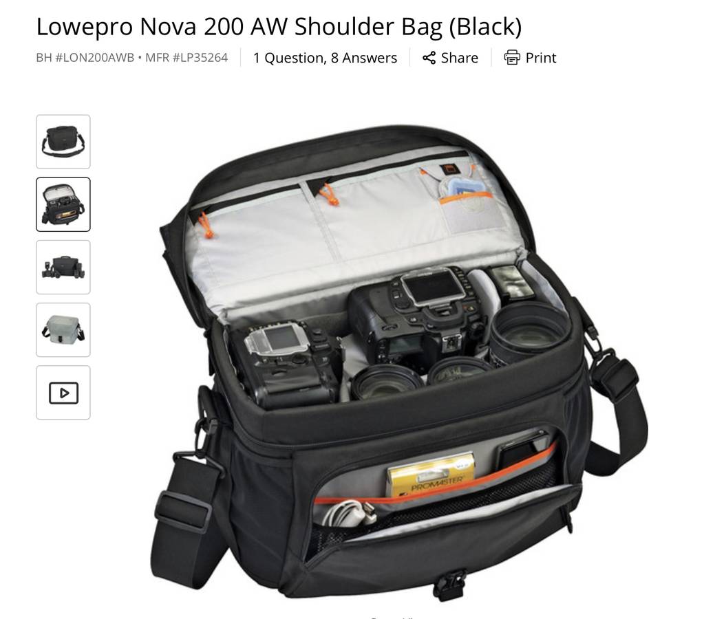 Bolso para cámara LowePro estuche de fotografía Nova 200 AW