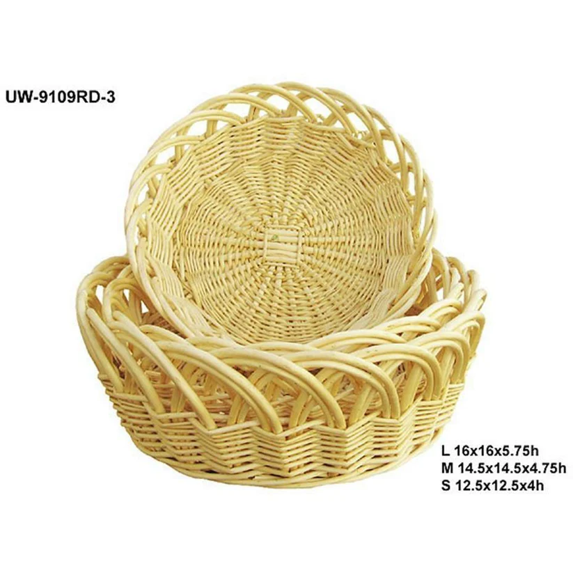 Cesta Willow Redonda Juego de 3 Bandejas Profundas Naturales