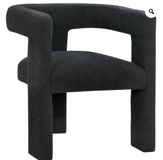 Silla auxiliar decorativa tapizada Pamela Boucle negra