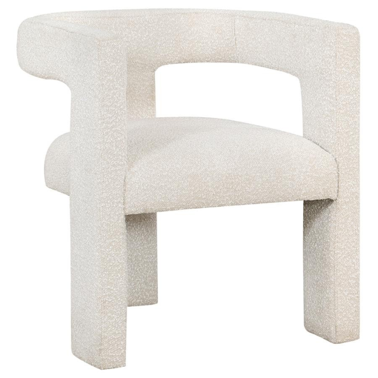Silla auxiliar decorativa tapizada Pamela Boucle blanca