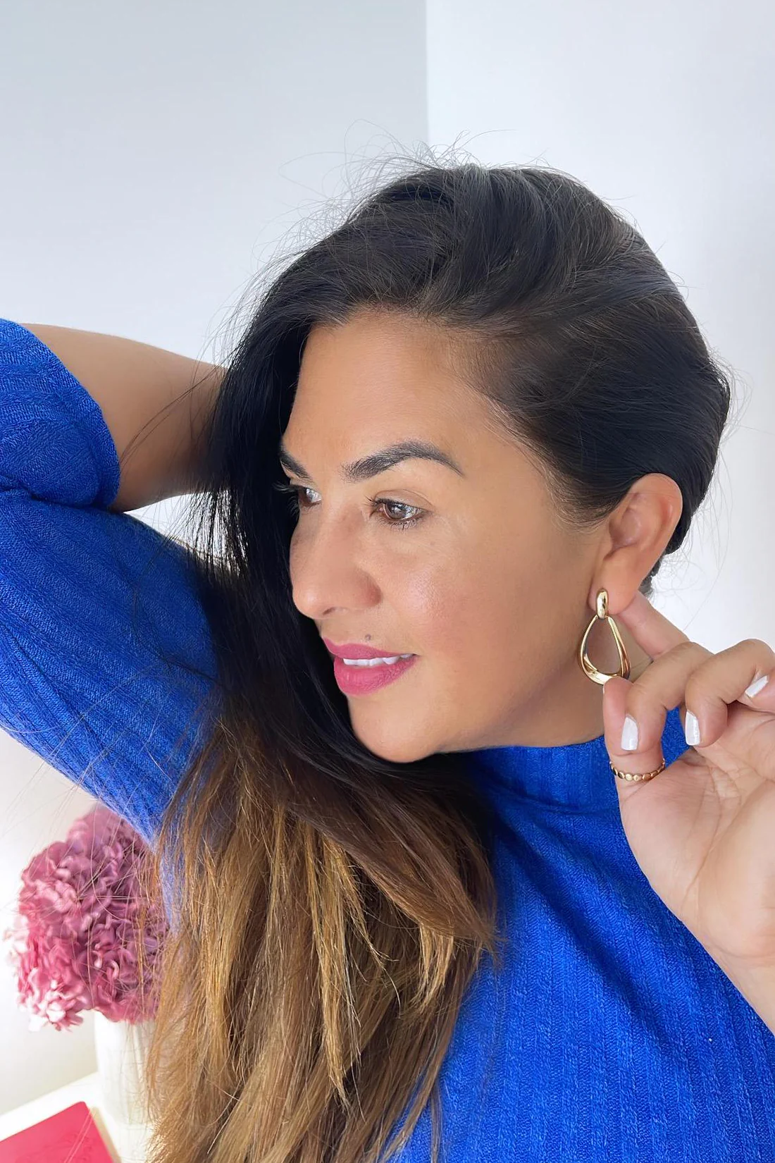 Pendientes largos, finos y lisos, chapados en oro de 18 quilates