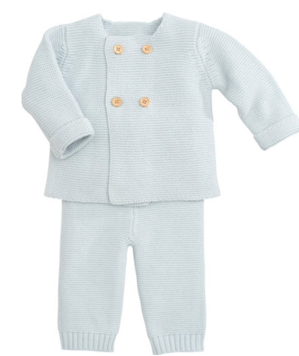 Conjunto de suéter y pantalón de punto, azul