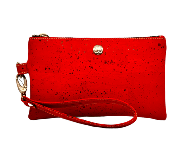 Cartera de corcho con correa para la muñeca Clarita en rojo
