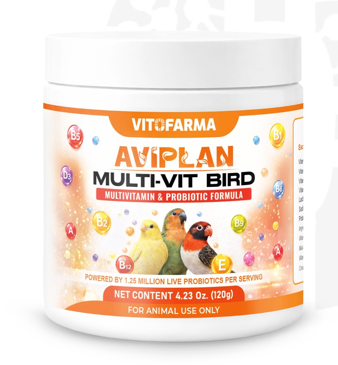 AVIPLAN Multi-Vit Bird – Multivitamin & Probiotic Supplement for Birds | Supports Digestion 120 gr