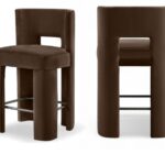 Taburete de mostrador tapizado en terciopelo