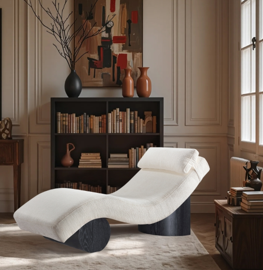 Tumbona tapizada en tela