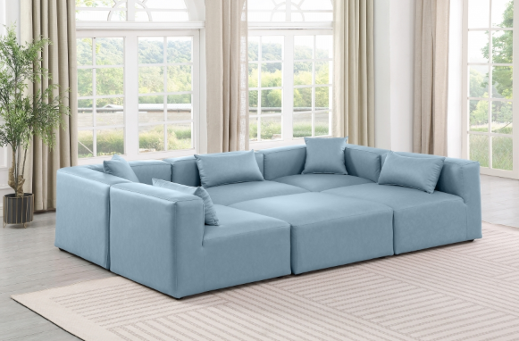 Conjunto modular de 6 piezas tapizado en piel vegana de 108″